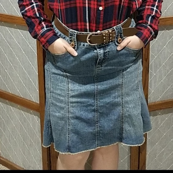 Rewind Juniors Size 13 Skirt Blue Denim Hi Lo 90s Y2K Vintage - Picture 9 of 9